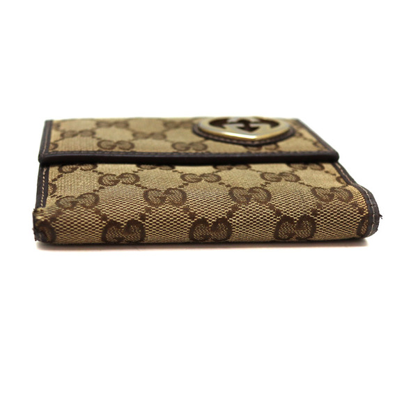 Gucci Double hook Wallet Beige Brown Canvas Leather - Picture 6 of 8